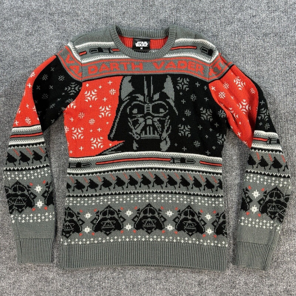 Darth Vader Sweater Adult‎ Medium Gray Star Wars Longsleeve